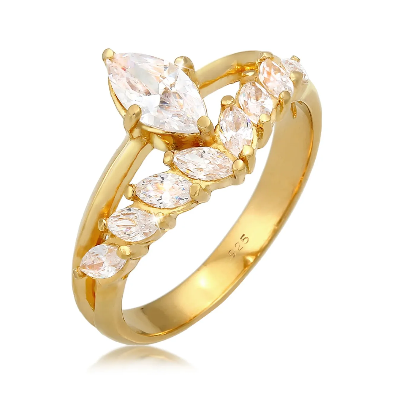 Elli "Ring | Zirkonia ( Weiß )< Ringe|Vergoldet
