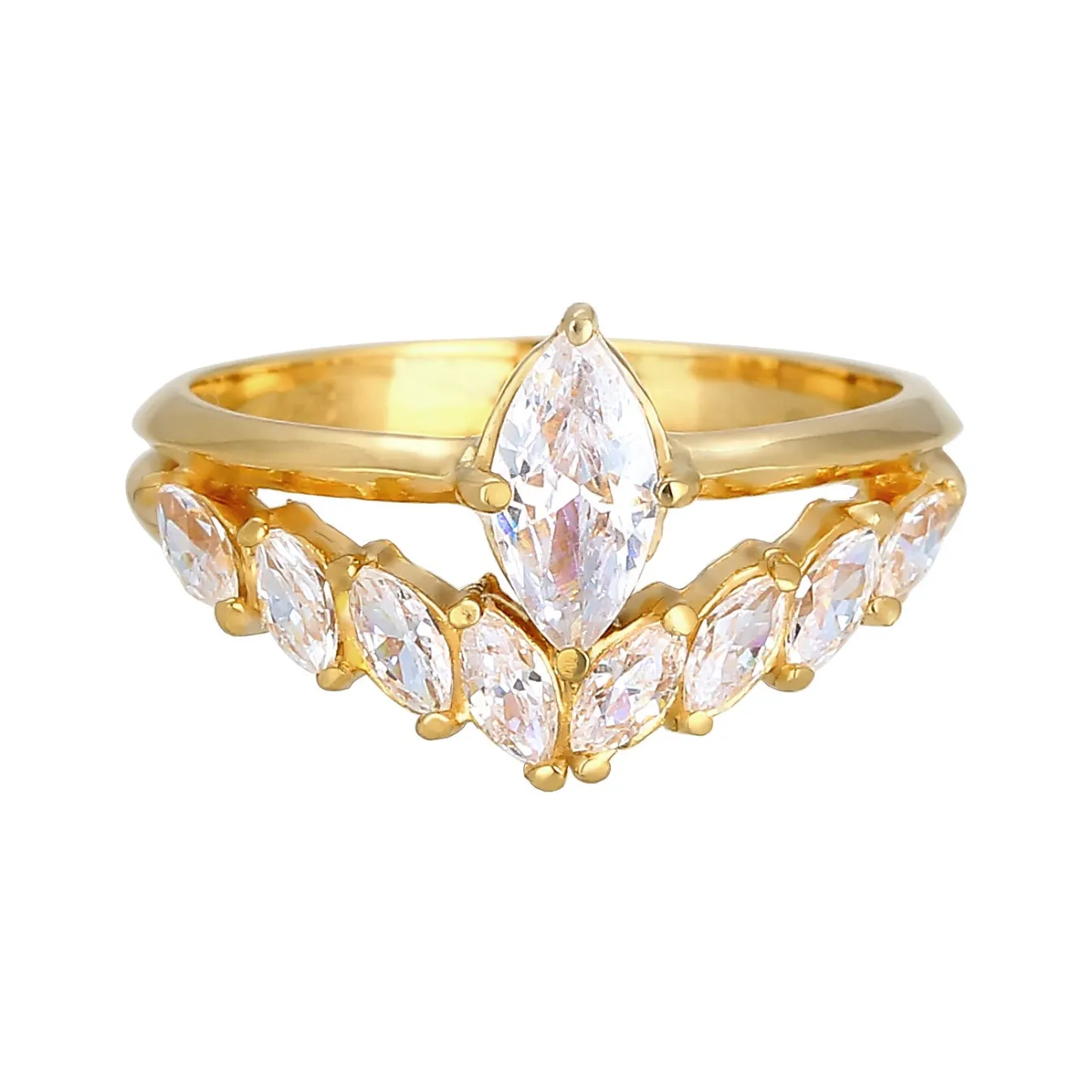 Elli "Ring | Zirkonia ( Weiß )< Ringe|Vergoldet