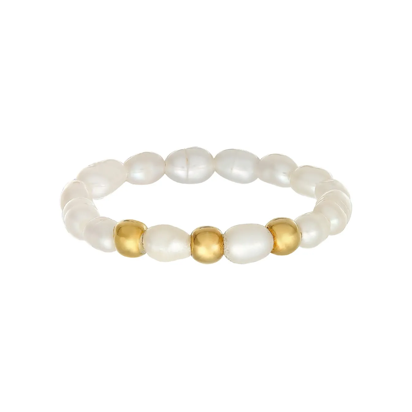 Elli "Ring Beads | Süßwasserperle< Vergoldet|Hochzeit