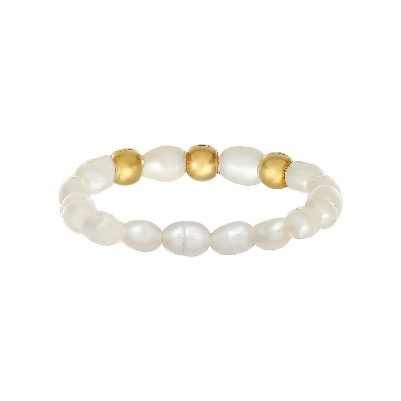 Elli "Ring Beads | Süßwasserperle< Vergoldet|Hochzeit