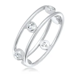 Elli "Ring Doppelt | Kristalle (Weiß)< Ringe|Vergoldet