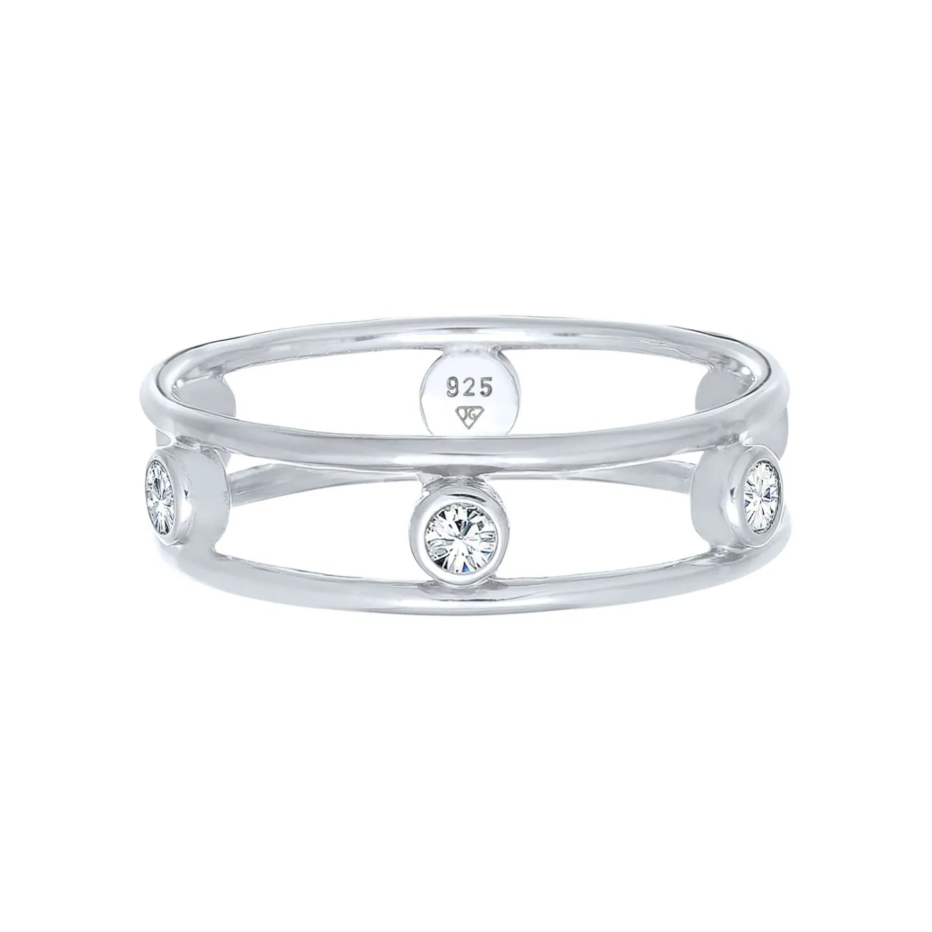 Elli "Ring Doppelt | Kristalle (Weiß)< Ringe|Vergoldet