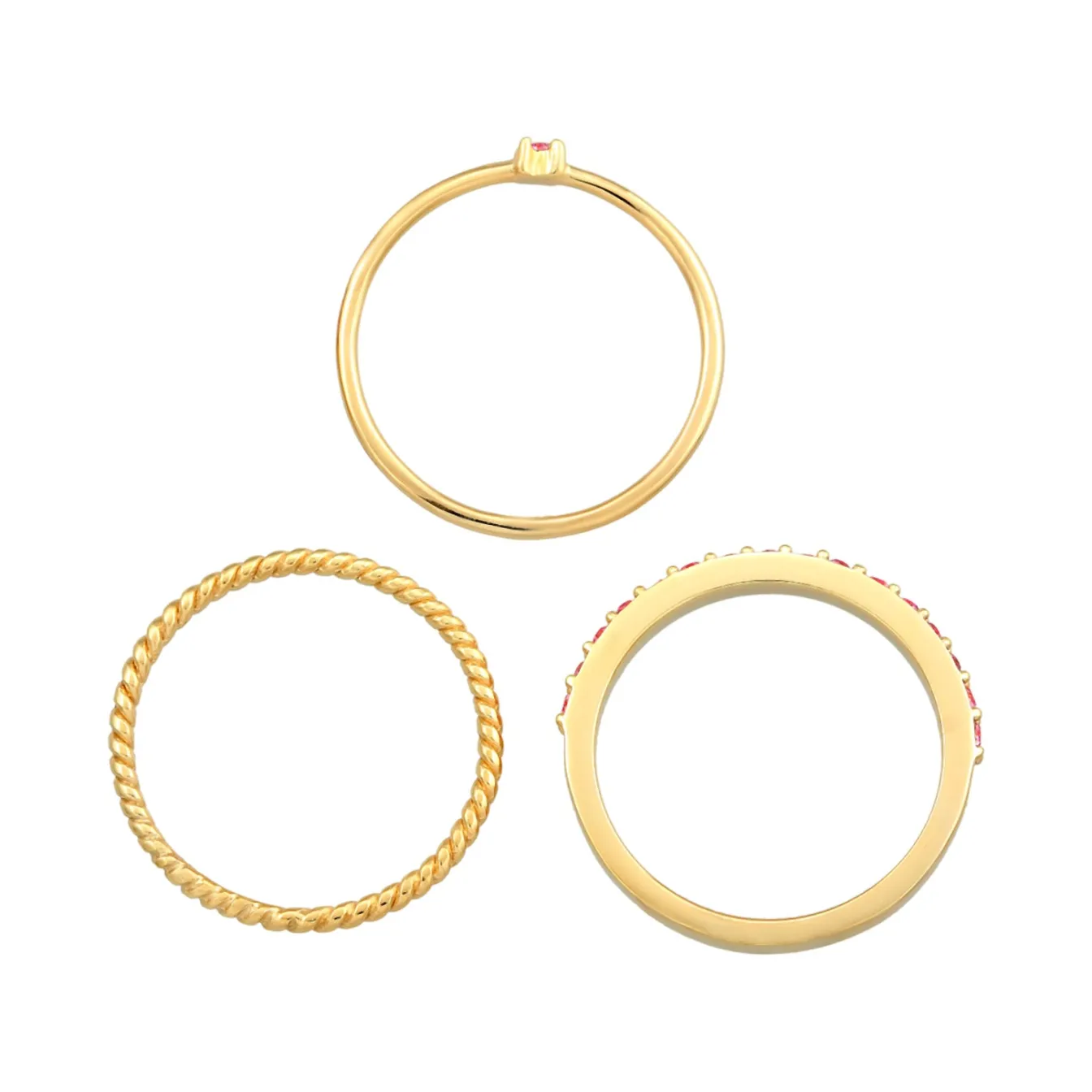 Elli "Ring 3er Set | Kristalle (bunt)< Silber|Roségold