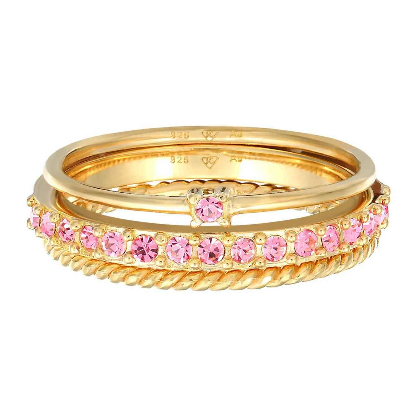 Elli "Ring 3er Set | Kristalle (bunt)< Silber|Roségold