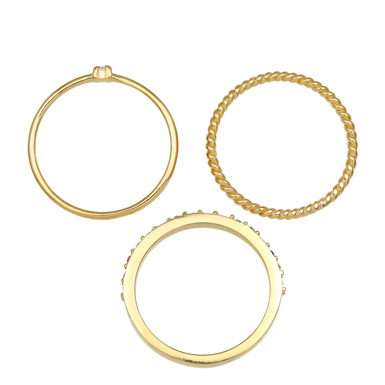 Elli "Ring 3er Set | Kristalle (bunt)< Silber|Roségold