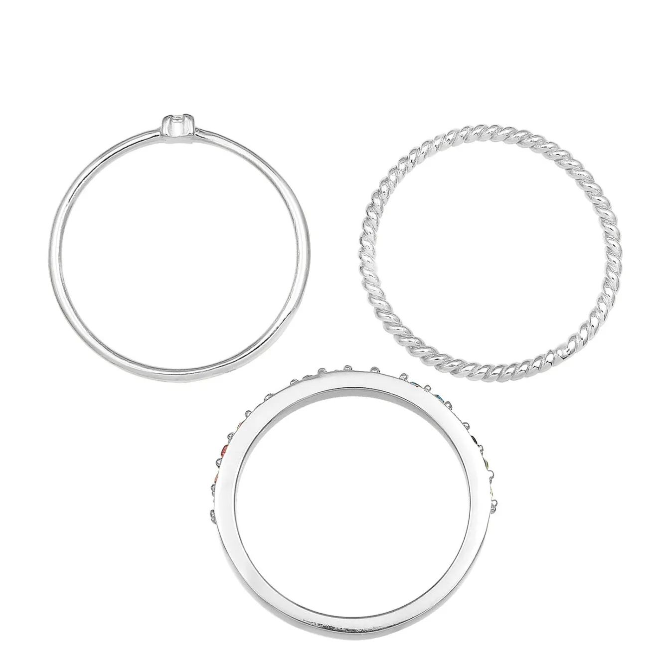 Elli "Ring 3er Set | Kristalle (bunt)< Silber|Roségold