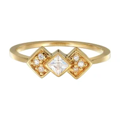Elli "Ring Geo Vintage | Zirkonia (Weiß)< Ringe|Vergoldet