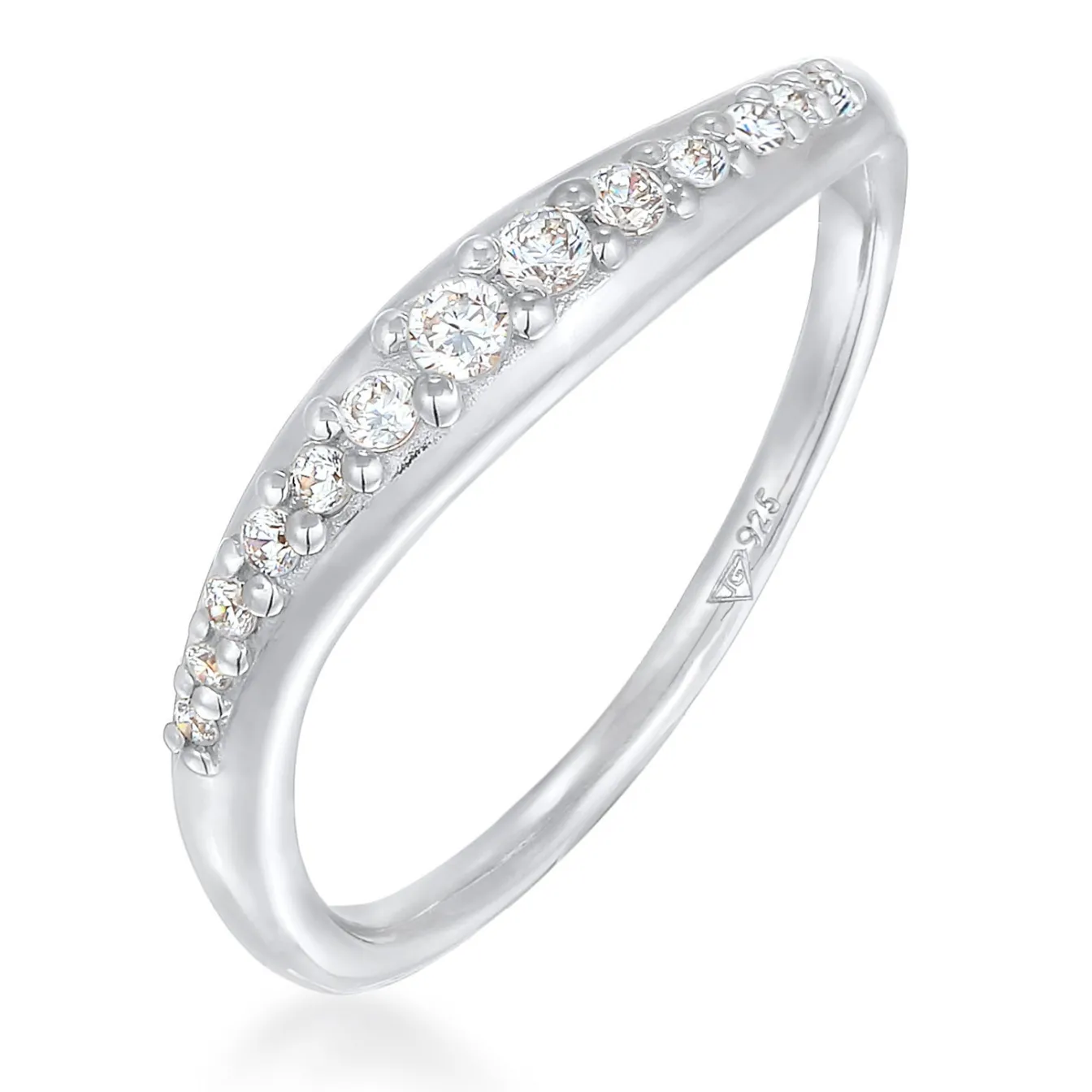 Elli "Ring Geschwungen | Zirkonia Kristalle (Weiß)< Ringe|Silber