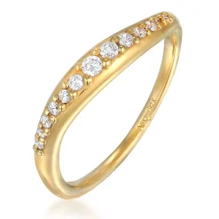 Elli "Ring Geschwungen | Zirkonia Kristalle (Weiß)< Ringe|Silber