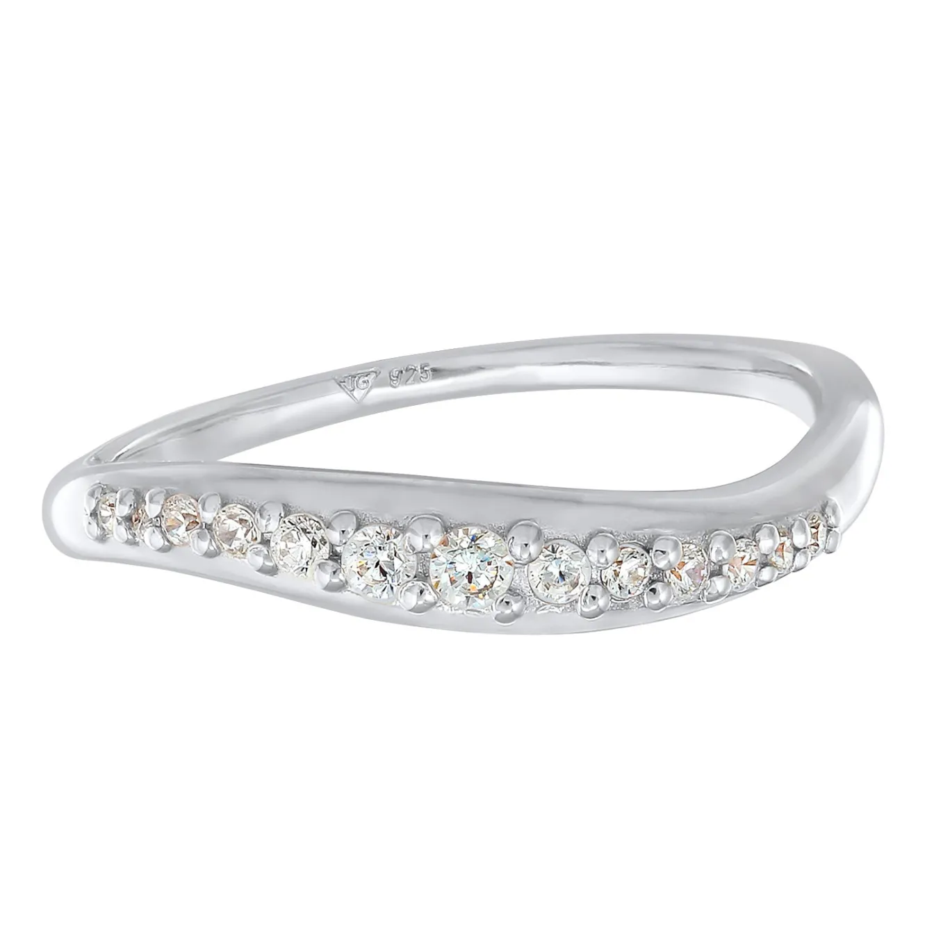 Elli "Ring Geschwungen | Zirkonia Kristalle (Weiß)< Ringe|Silber