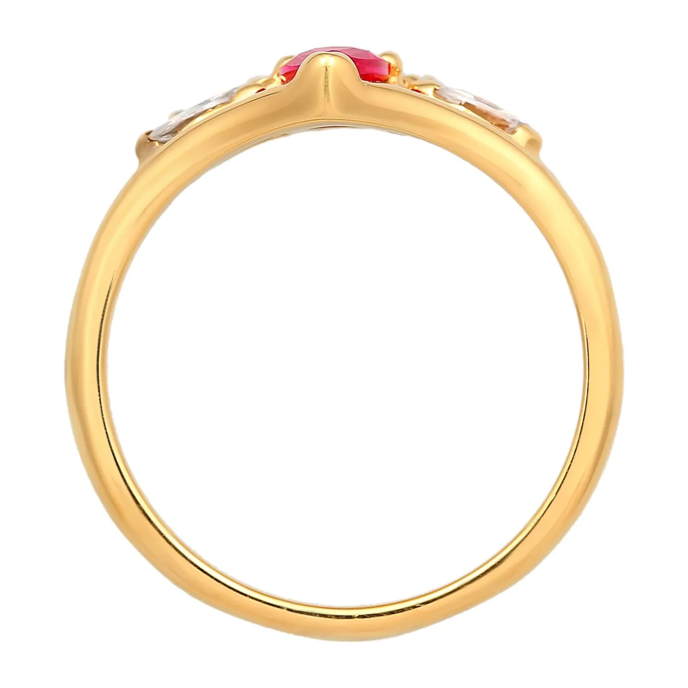 Elli "Ring Glamourös | Zirkonia, synth. Rubin (Weiß, Pink)< Ringe|Vergoldet