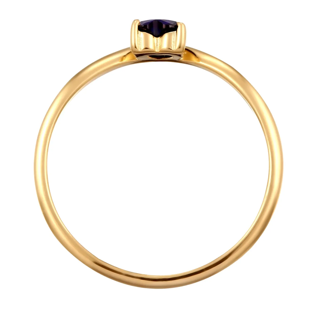Elli "Ring Herz | Laborgezüchteter Diamant (Weiß, 0.004 ct) & Saphir (Blau)< Vergoldet|Symbol-schmuck