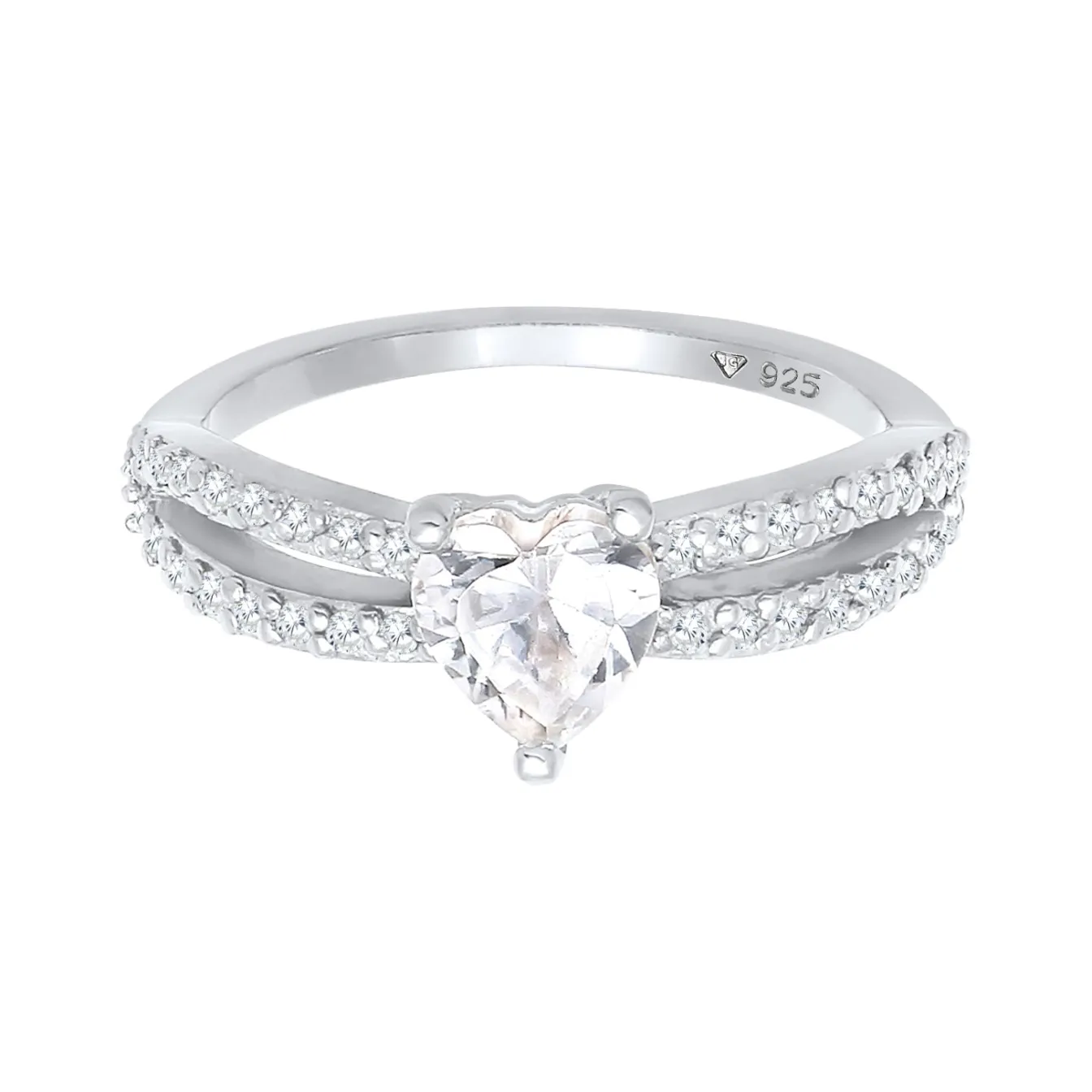 Elli "Ring Herz | Zirkonia ( Weiß )< Symbol-schmuck|Herz-schmuck