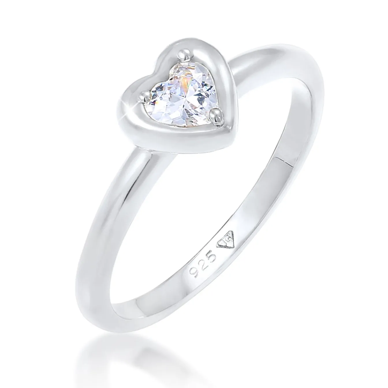 Elli "Ring Herz | Zirkonia ( Weiß )< Symbol-schmuck|Herz-schmuck