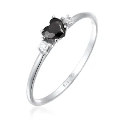Elli "Ring Herz | Zirkonia (Schwarz)< Vergoldet|Symbol-schmuck
