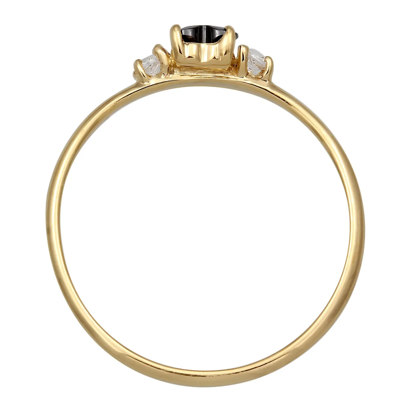 Elli "Ring Herz | Zirkonia (Schwarz)< Vergoldet|Symbol-schmuck