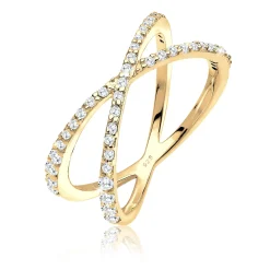 Elli "Ring Kreuz | Zirkonia ( Weiß )< Roségold|Symbol-schmuck