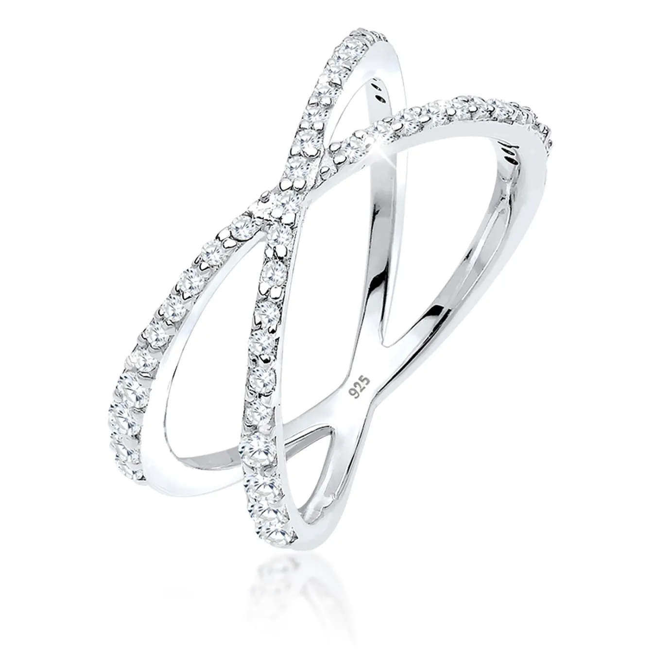 Elli "Ring Kreuz | Zirkonia ( Weiß )< Roségold|Symbol-schmuck