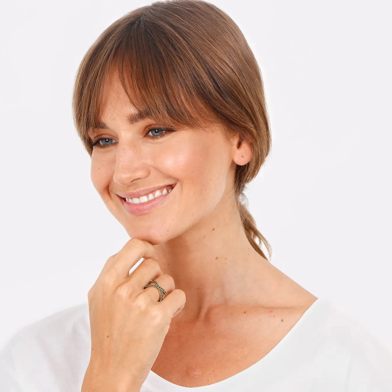Elli "Ring Kreuz | Zirkonia ( Weiß )< Roségold|Symbol-schmuck