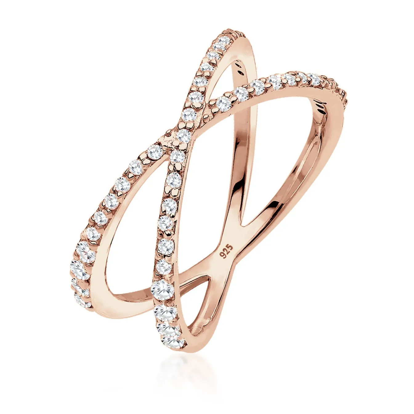 Elli "Ring Kreuz | Zirkonia ( Weiß )< Roségold|Symbol-schmuck