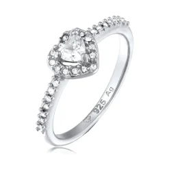 Elli "Ring mit Herz | Zirkonia (Weiß) & Glaskristalle (Weiß)< Vergoldet|Symbol-schmuck