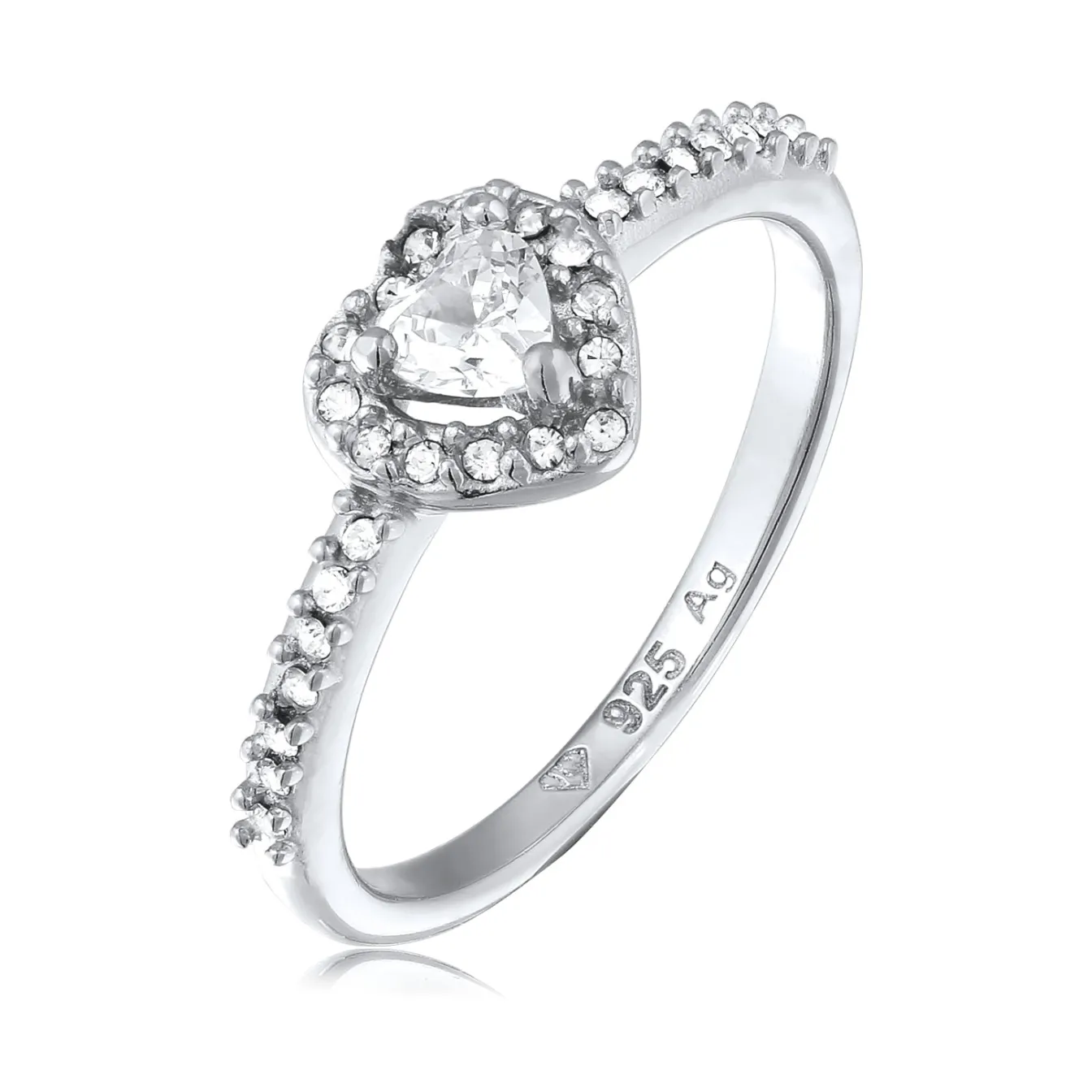 Elli "Ring mit Herz | Zirkonia (Weiß) & Glaskristalle (Weiß)< Vergoldet|Symbol-schmuck
