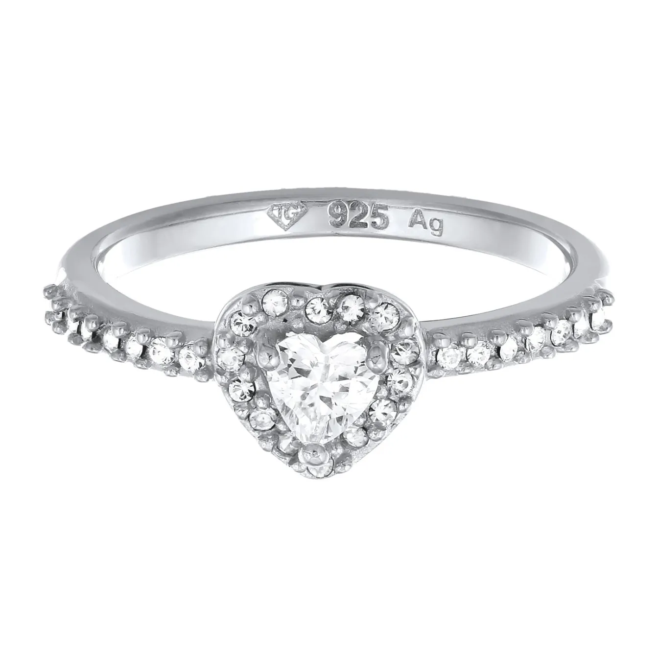Elli "Ring mit Herz | Zirkonia (Weiß) & Glaskristalle (Weiß)< Vergoldet|Symbol-schmuck