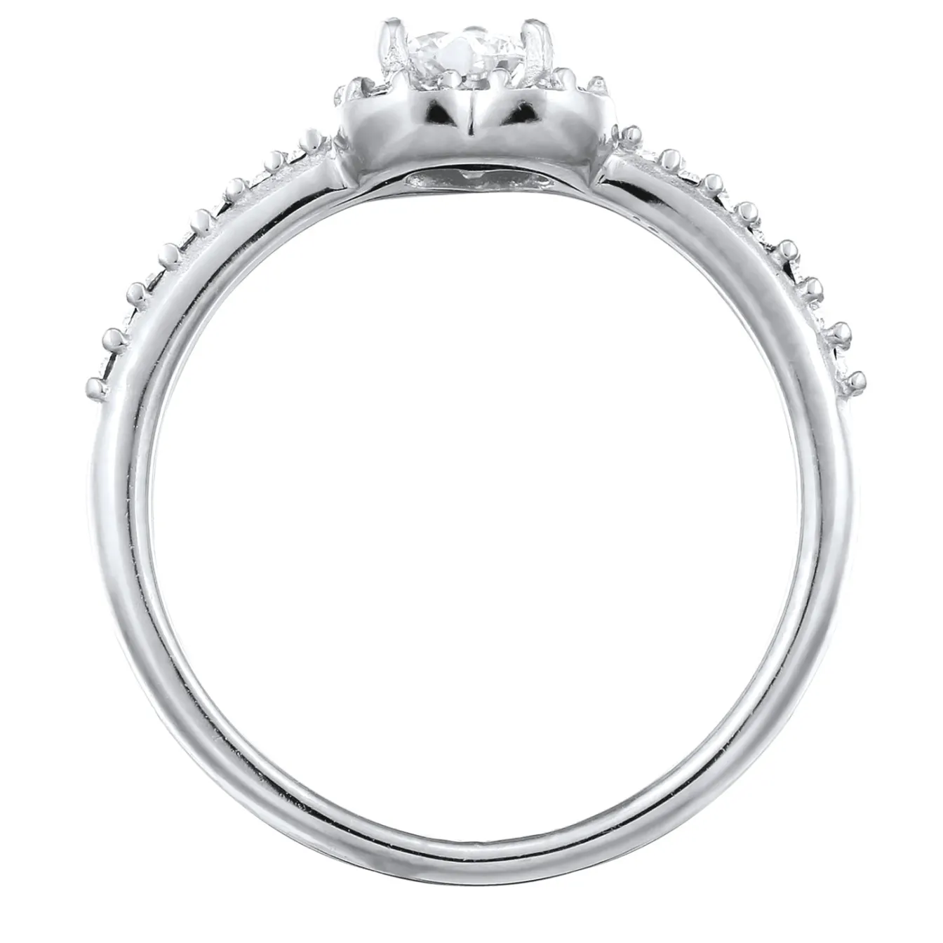 Elli "Ring mit Herz | Zirkonia (Weiß) & Glaskristalle (Weiß)< Vergoldet|Symbol-schmuck