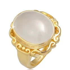 Elli "Ring Ornament | Mondstein ( Weiß )< Symbol-schmuck|Ringe