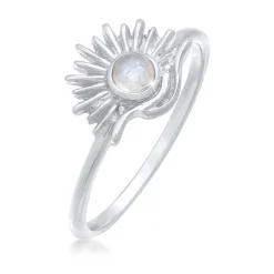 Elli "Ring Sonne | Mondstein (Weiß)< Symbol-schmuck|Ringe