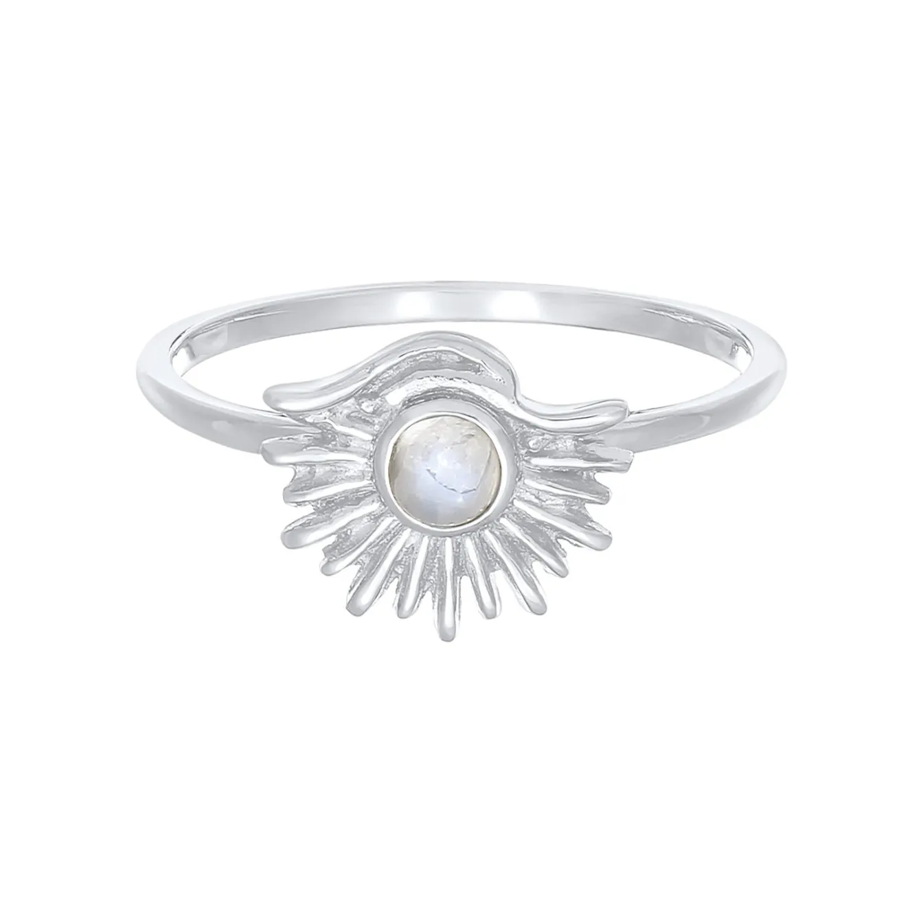 Elli "Ring Sonne | Mondstein (Weiß)< Symbol-schmuck|Ringe