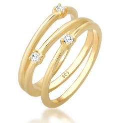 Elli "Ring Spirale | Zirkonia ( Weiß )< Ringe|Vergoldet