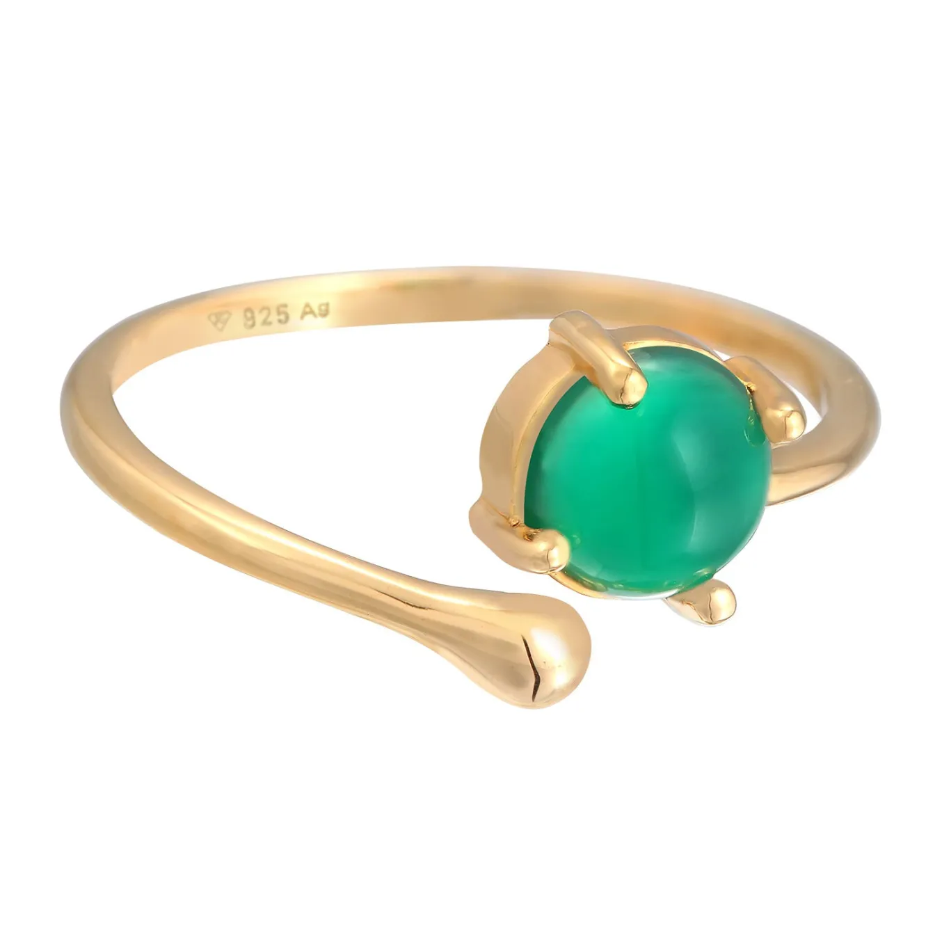Elli "Ring Statement Offen | Achat (Grün)< Ringe|Vergoldet