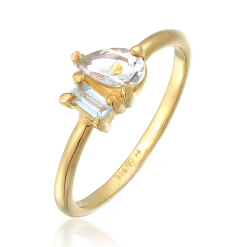 Elli "Ring Tropfen | Topas Edelstein (Weiß)< Ringe|Vergoldet