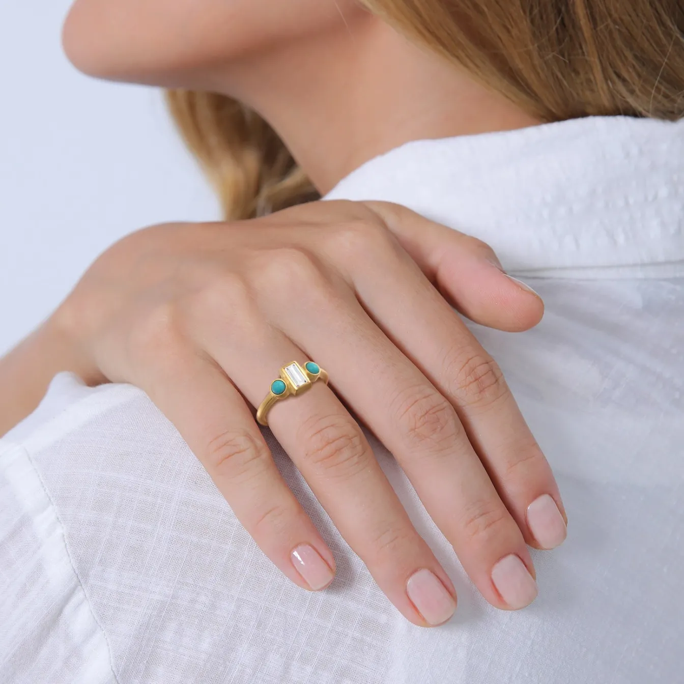 Elli "Ring Verlobung | Topas (weiß), Howlith (türkis)< Letzte Chance|Ringe