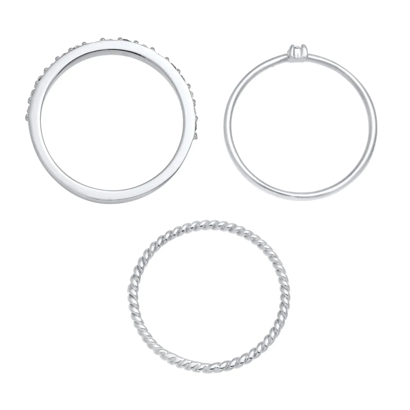 Elli "Ringset | Emaille, Kristall (weiß)< Ringe|Silber