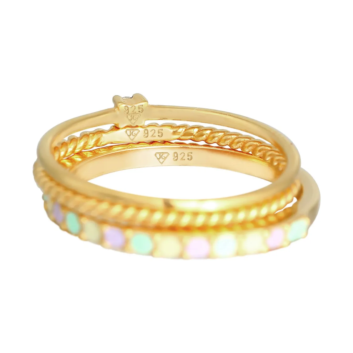 Elli "Ringset | Emaille, Kristall (weiß)< Ringe|Silber