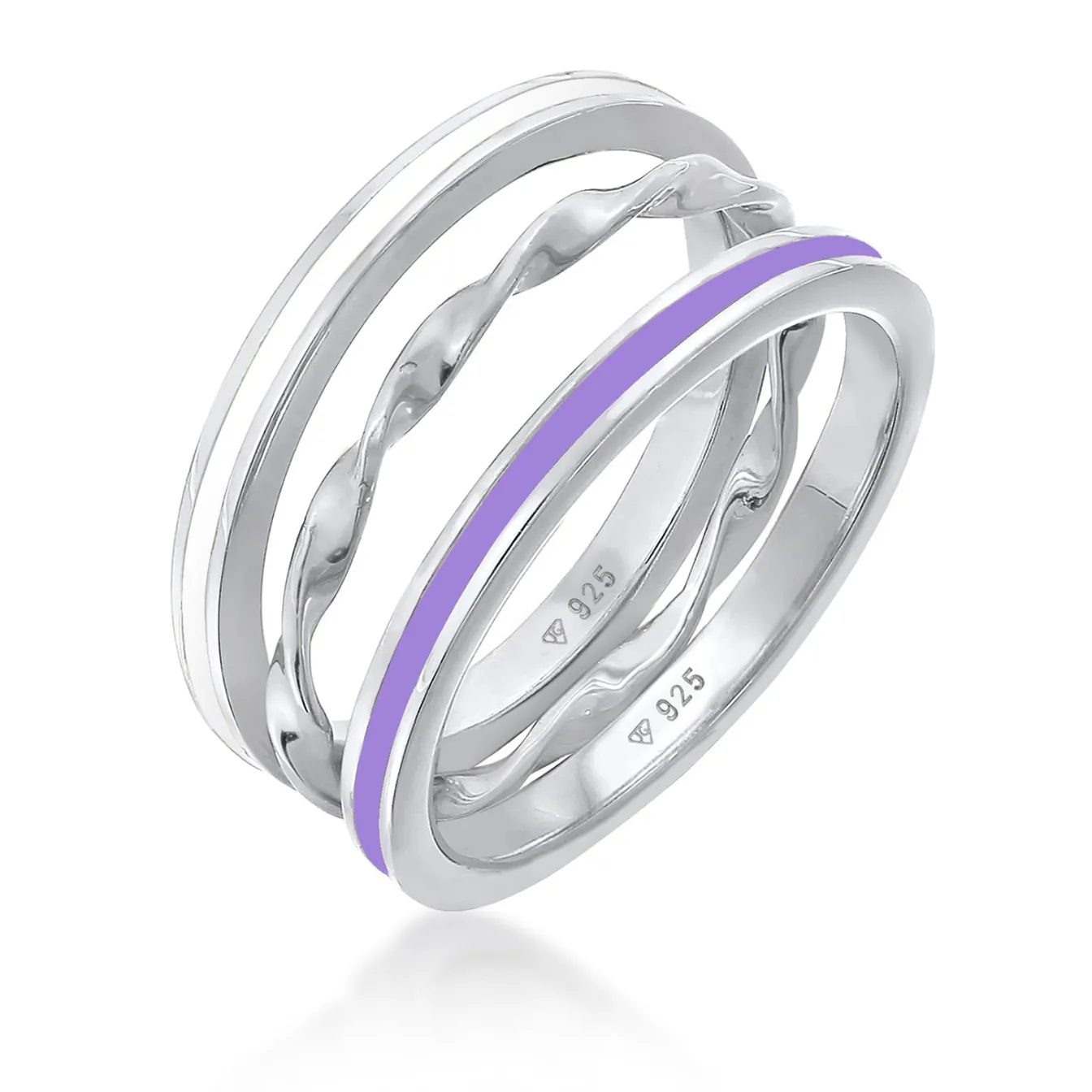 Elli "Ringset | Emaille (Lila)< Ringe|Silber
