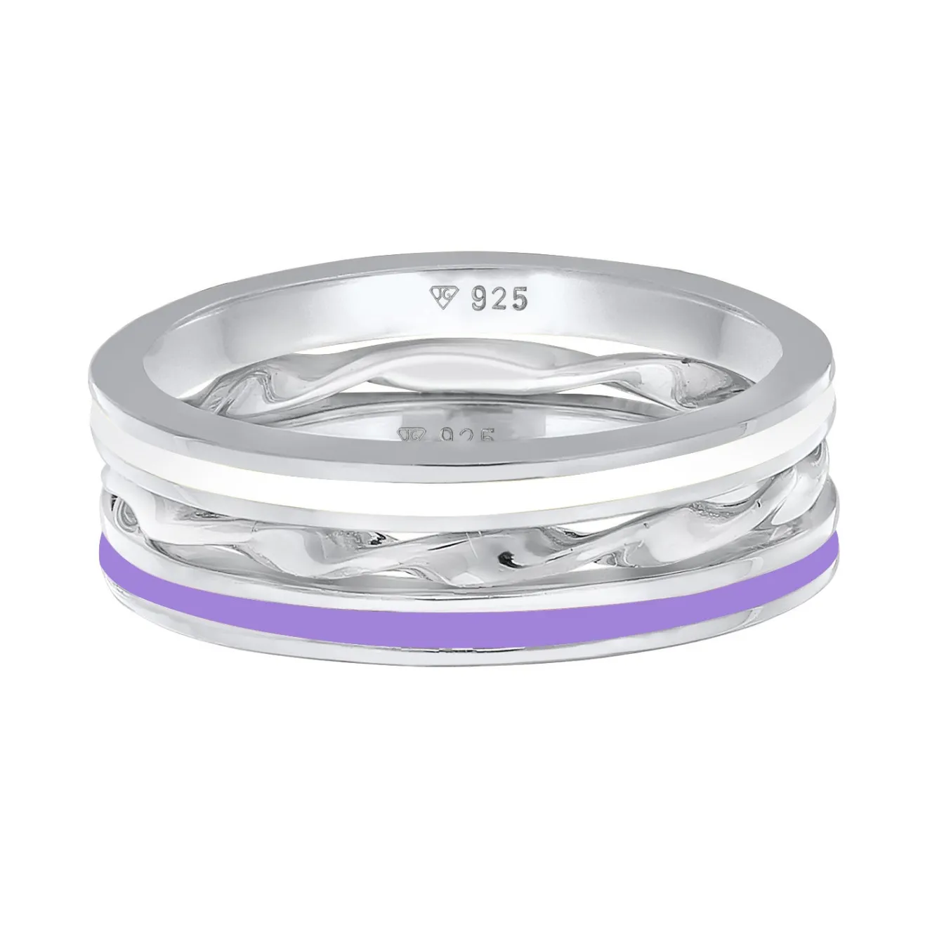 Elli "Ringset | Emaille (Lila)< Ringe|Silber