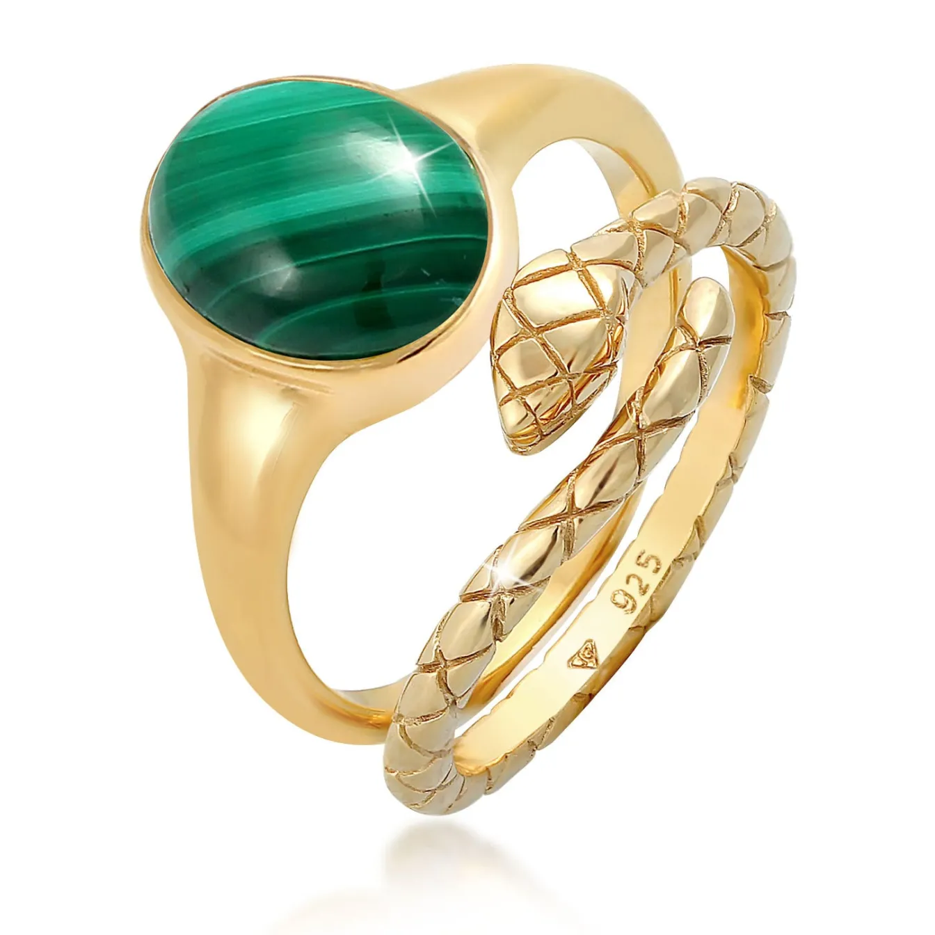 Elli "Ringset | Malachit ( Grün )< Ringe|Vergoldet