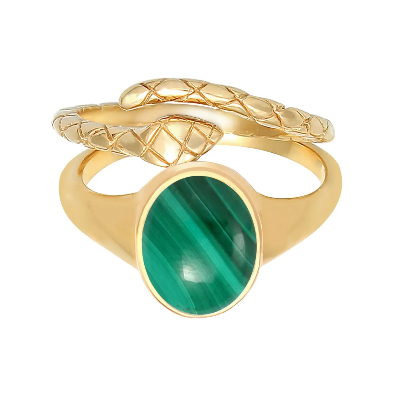 Elli "Ringset | Malachit ( Grün )< Ringe|Vergoldet