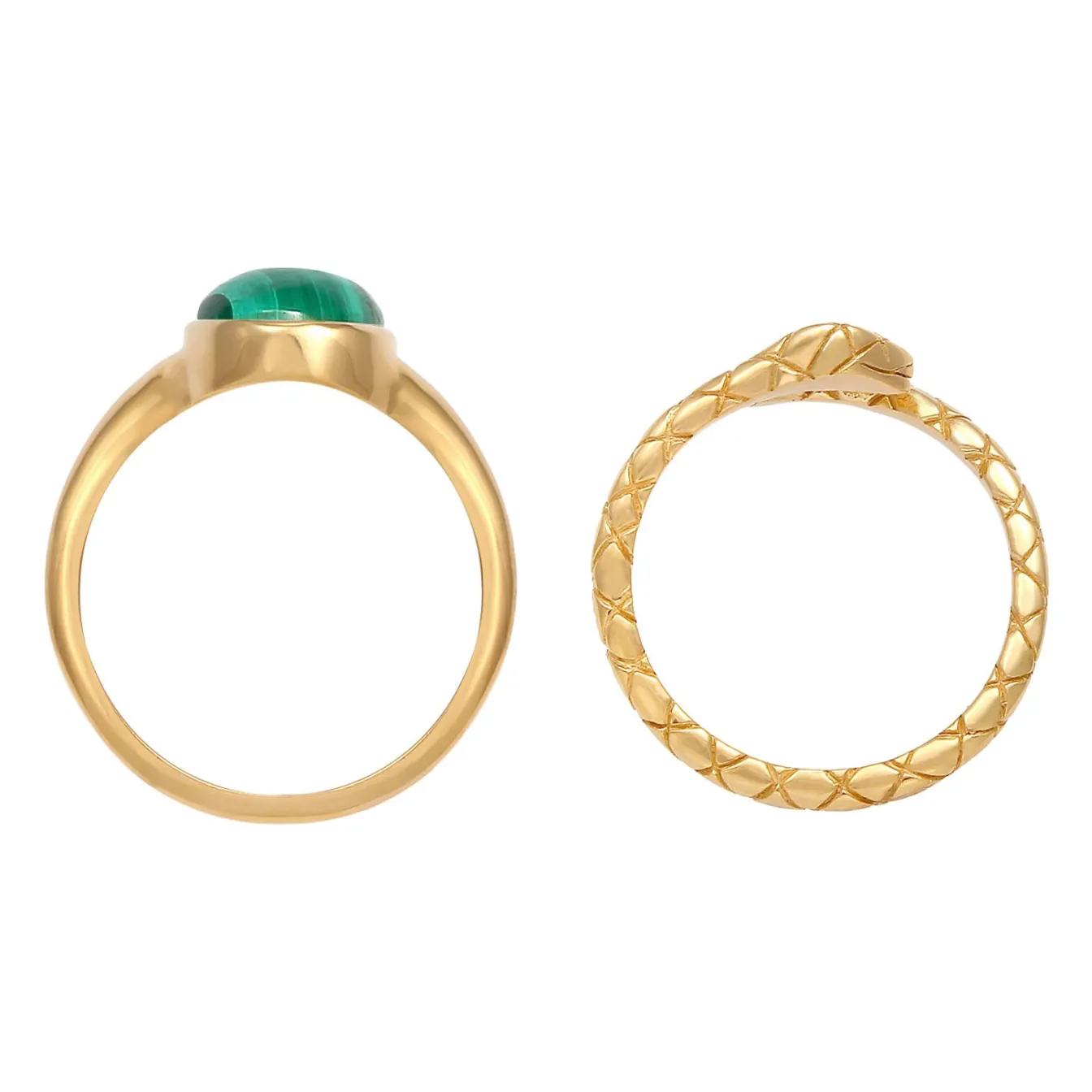 Elli "Ringset | Malachit ( Grün )< Ringe|Vergoldet