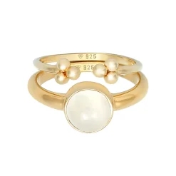 Elli "Ringset | Mondstein ( Weiß )< Ringe|Vergoldet