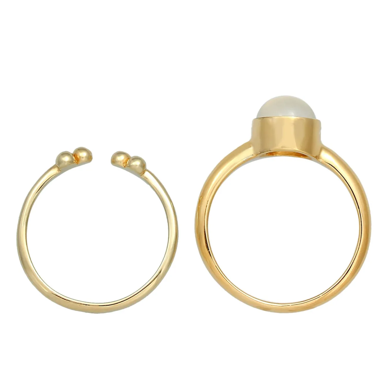 Elli "Ringset | Mondstein ( Weiß )< Ringe|Vergoldet