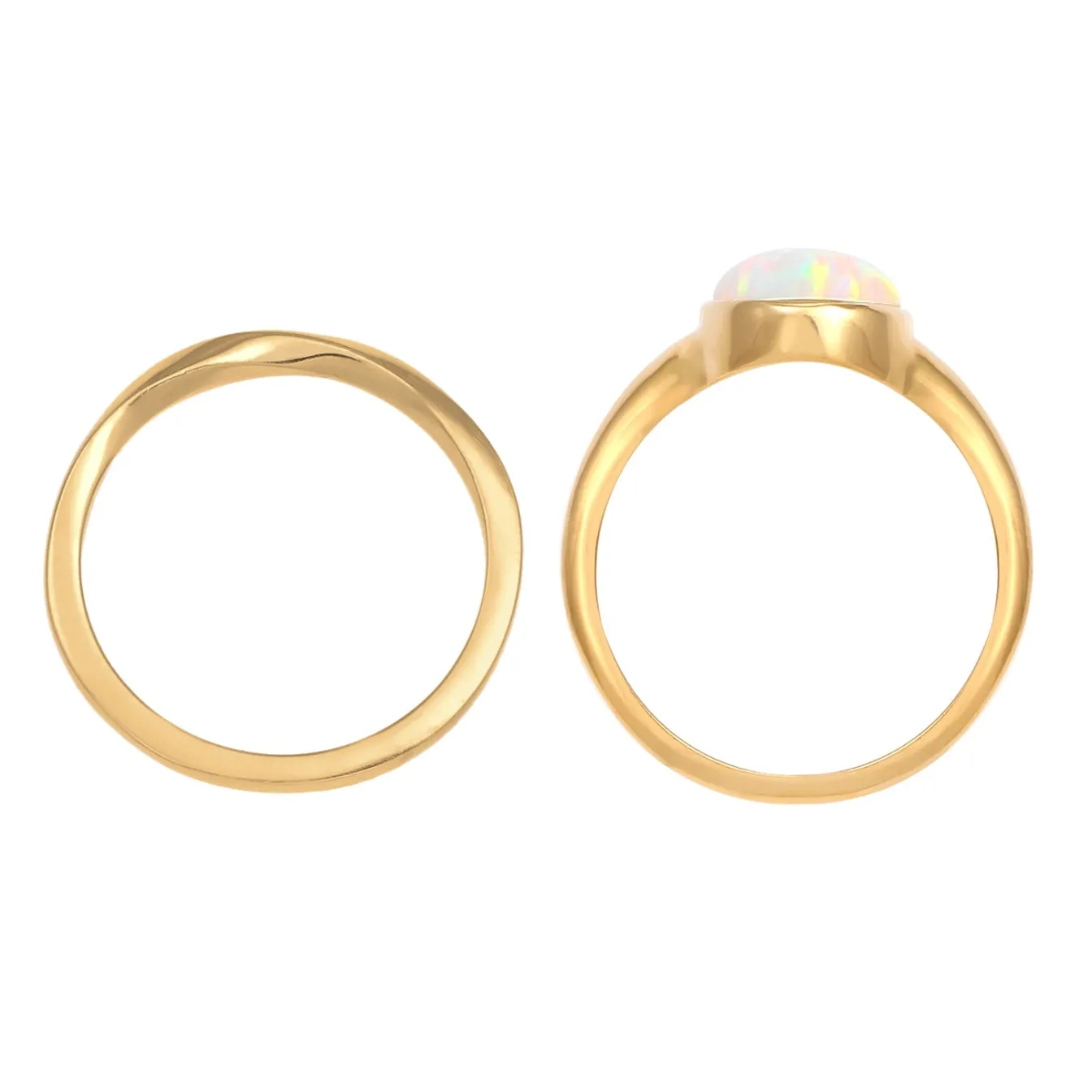 Elli "Ringset | Opal ( Weiß )< Ringe|Vergoldet