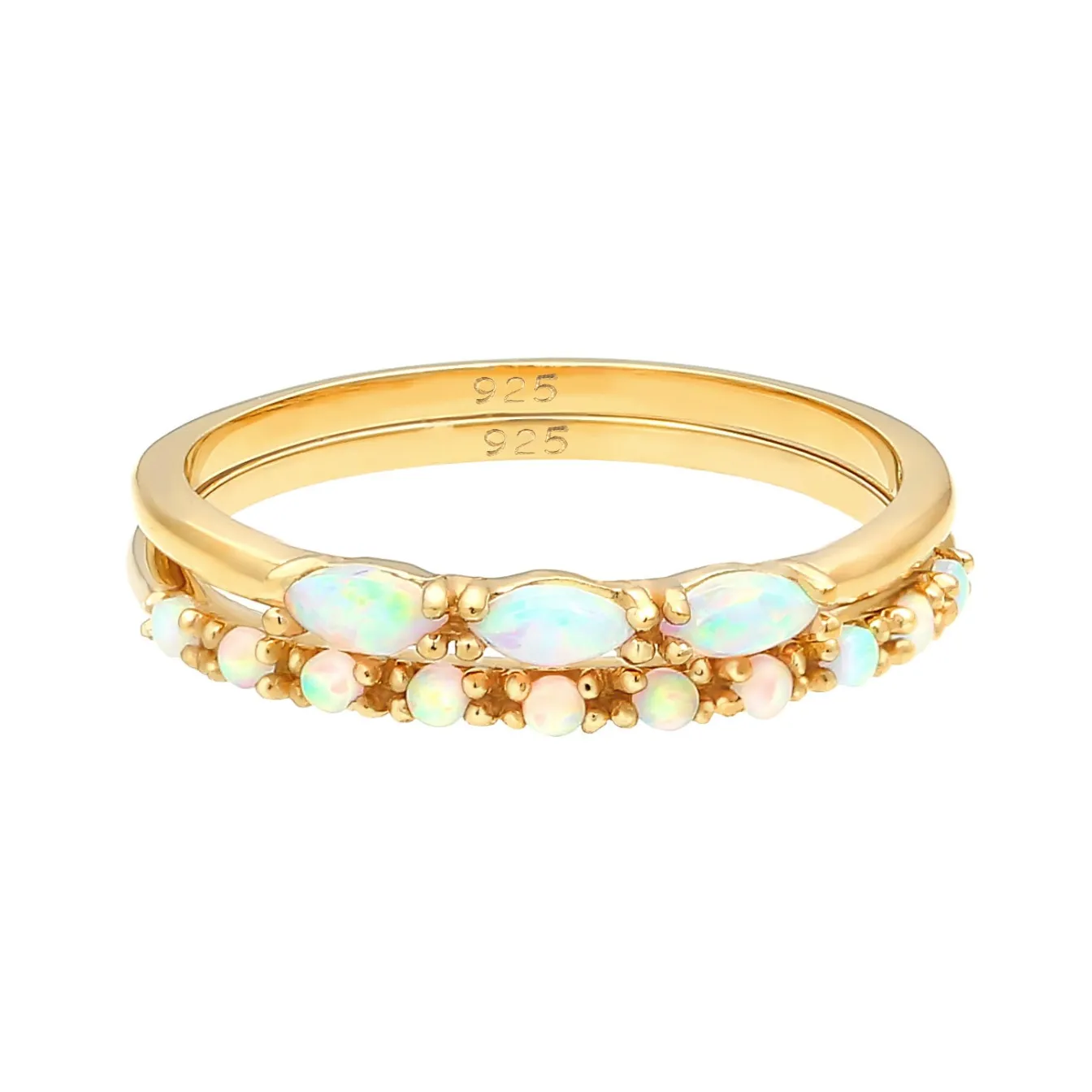 Elli "Ringset | Opal ( Weiß )< Ringe|Silber