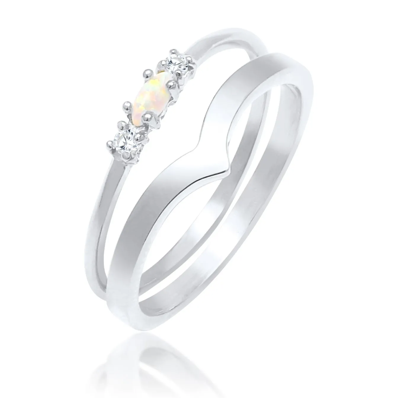 Elli "Ringset | Opal ( Weiß )< Roségold|Ringe