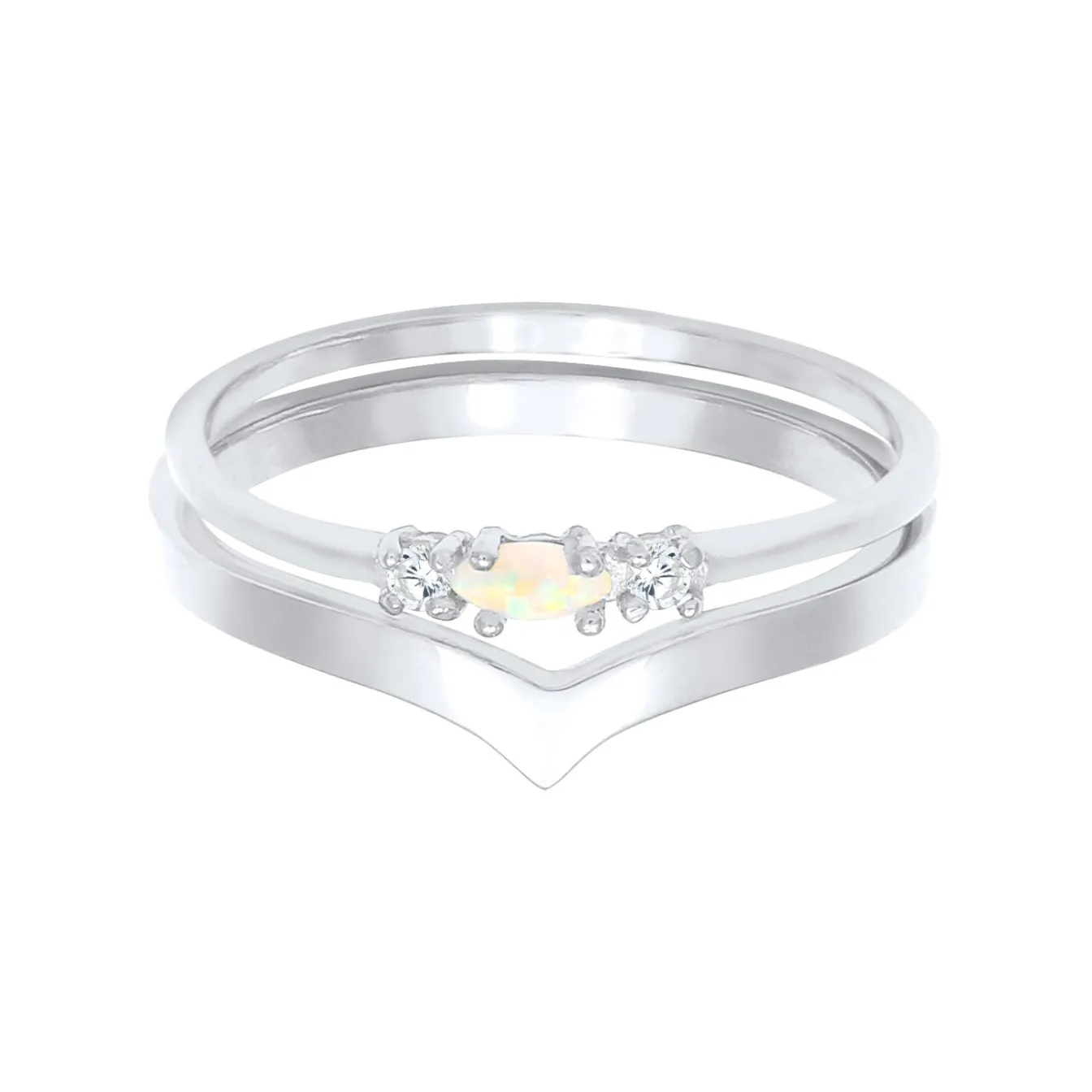 Elli "Ringset | Opal ( Weiß )< Roségold|Ringe