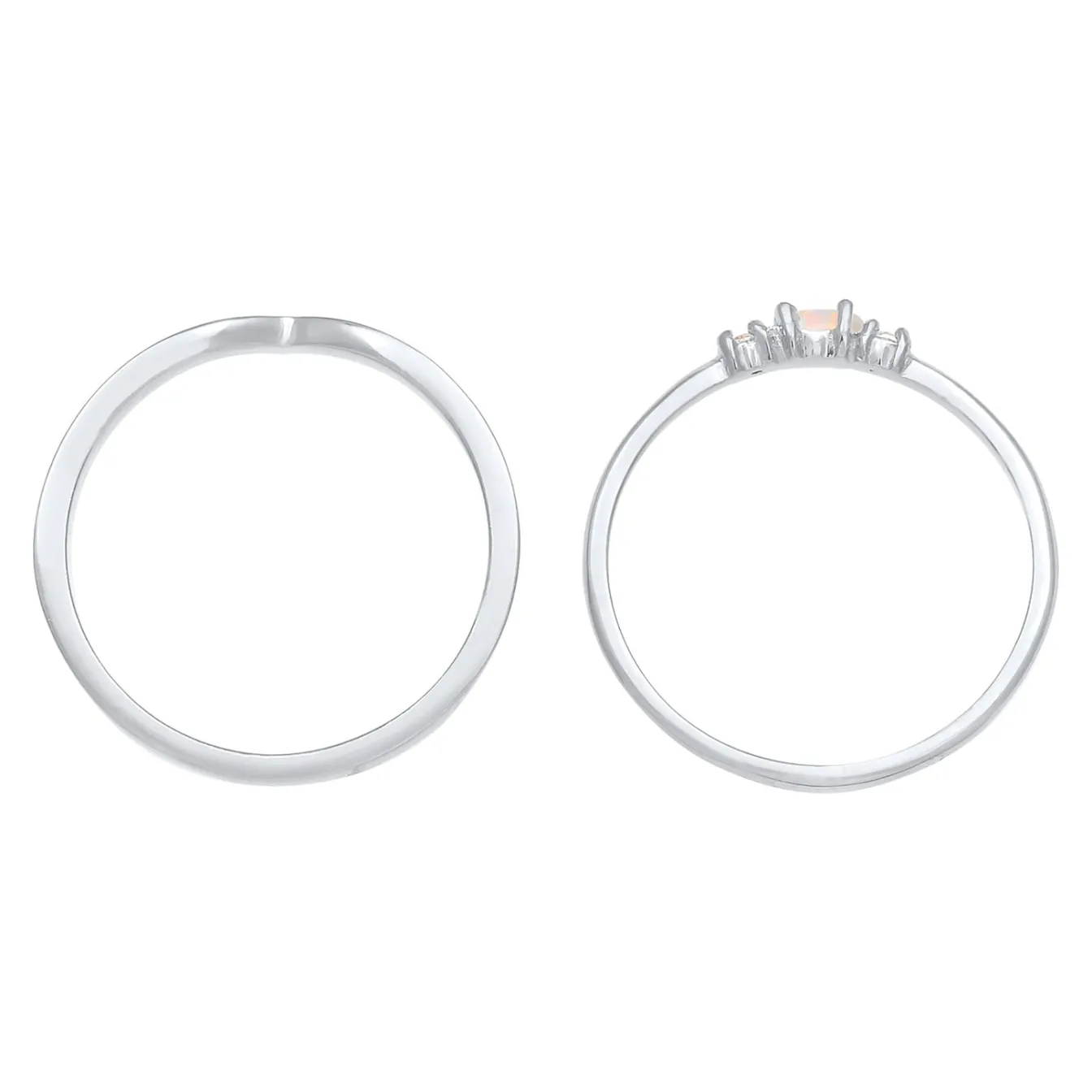 Elli "Ringset | Opal ( Weiß )< Roségold|Ringe