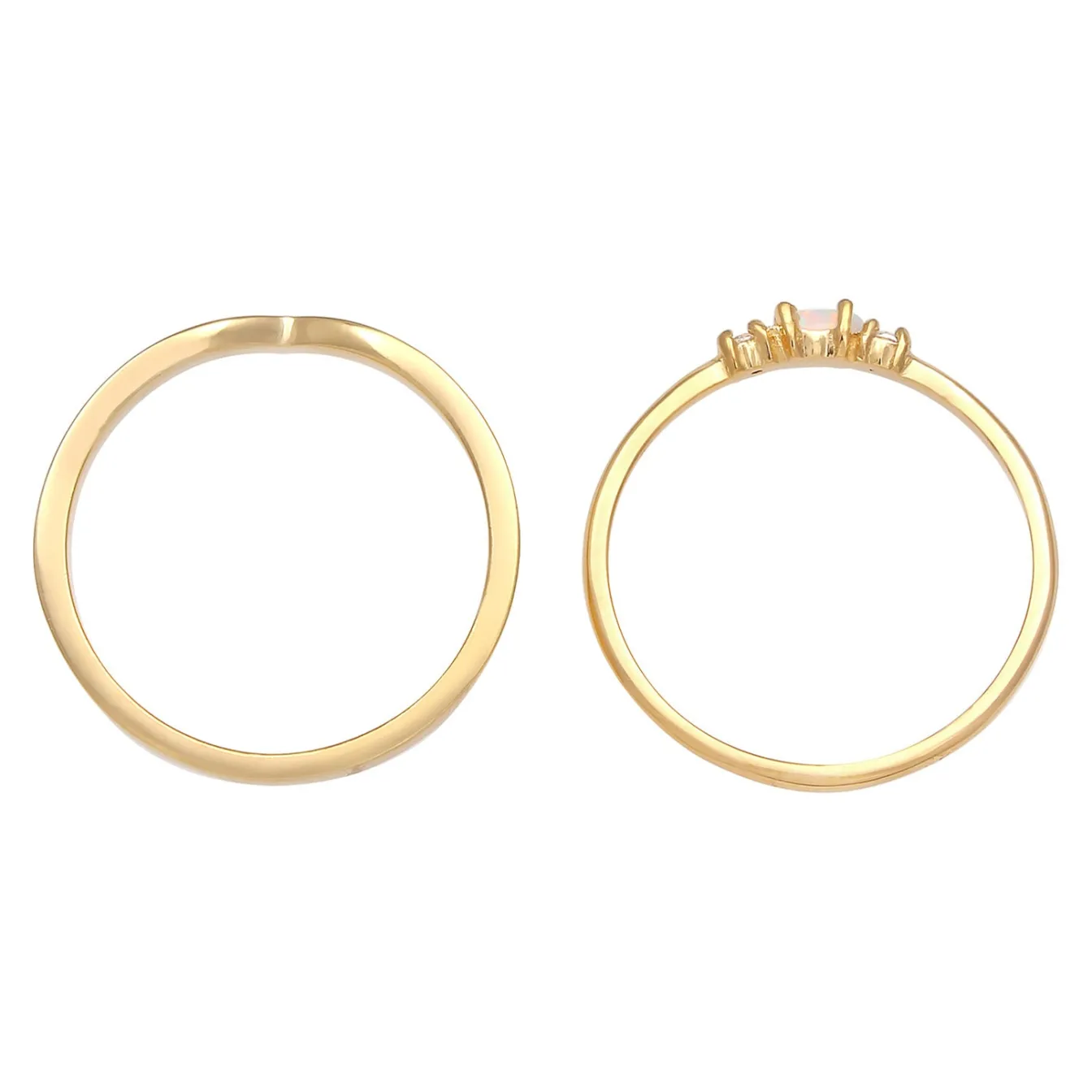 Elli "Ringset | Opal ( Weiß )< Roségold|Ringe